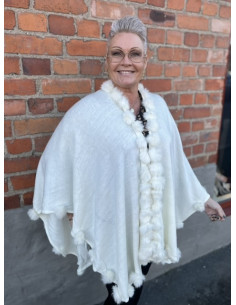 Top design Ponchosjal m pälsboll