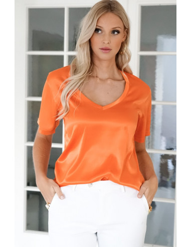 Blond hour Perfect V-neck top shiny - i flera färger