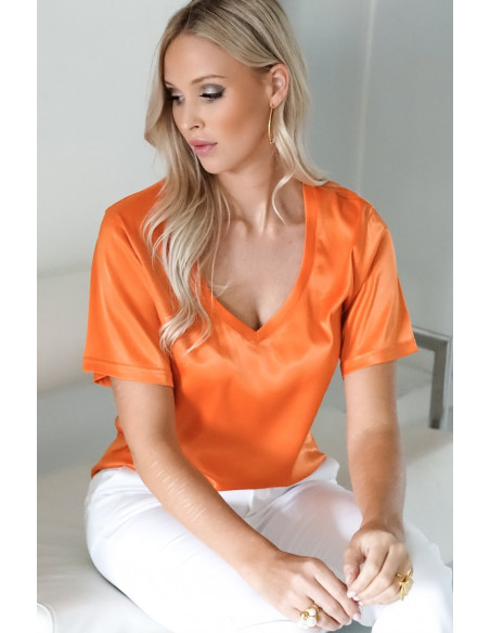 Blond hour Perfect V-neck top shiny - i flera färger
