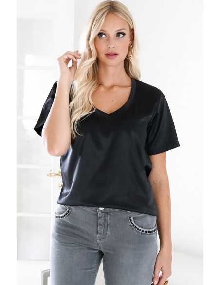 Blond hour Perfect V-neck top shiny - i flera färger