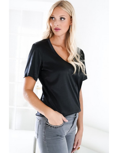 Blond hour Perfect V-neck top shiny - i flera färger