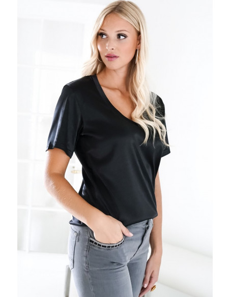 Blond hour Perfect V-neck top shiny - i flera färger