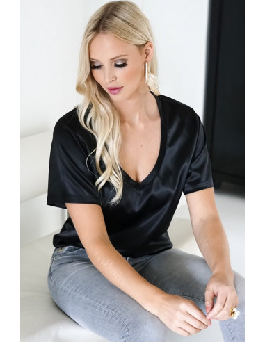 Blond hour Perfect V-neck top shiny - i flera färger