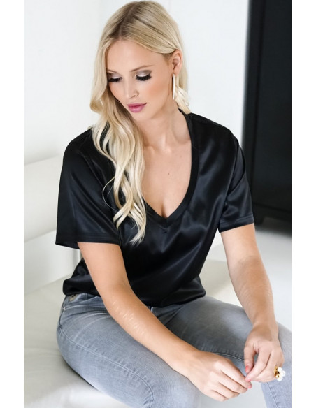 Blond hour Perfect V-neck top shiny - i flera färger