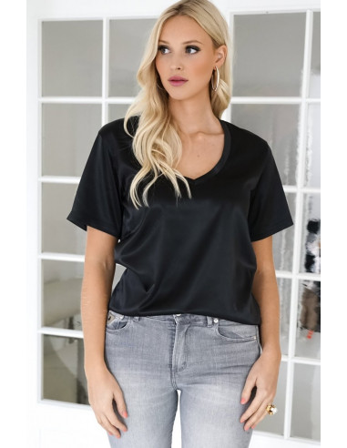 Blond hour Perfect V-neck top shiny - i flera färger