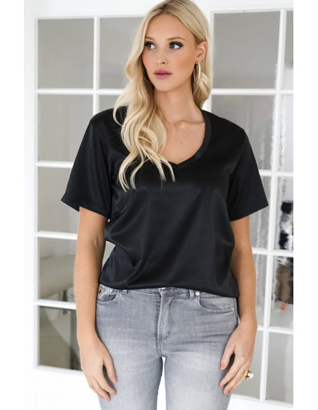 Blond hour Perfect V-neck top shiny - i flera färger