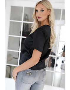 Blond hour Perfect V-neck top shiny - i flera färger 2