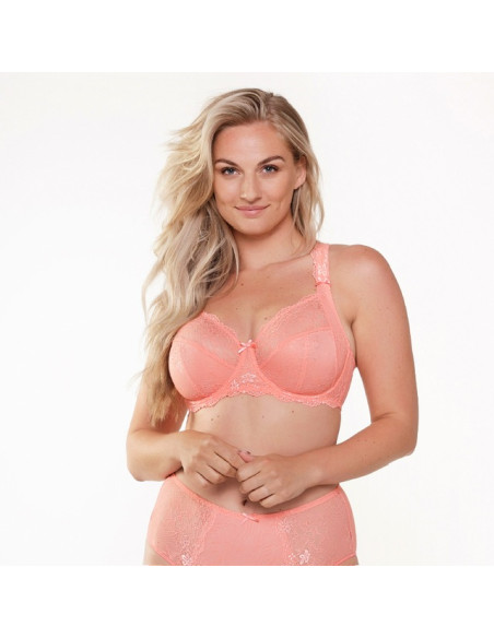 Lingadore 1400-5A Full coverage lace - coral jacquard