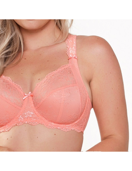 Lingadore 1400-5A Full coverage lace - coral jacquard