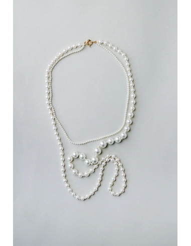 Bow19 Pearl Necklace 2 row