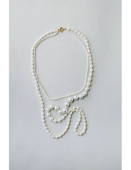 Bow19 Pearl Necklace 2 row