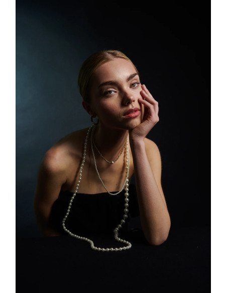 Bow19 Pearl Necklace 2 row