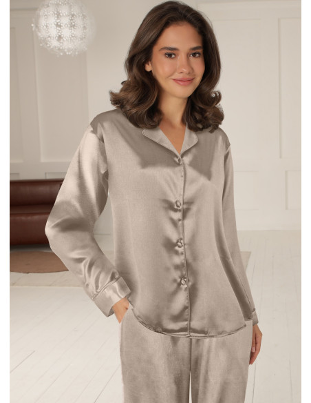 Lady Avenue 48-3010 Satin pyjamas - Moon rock