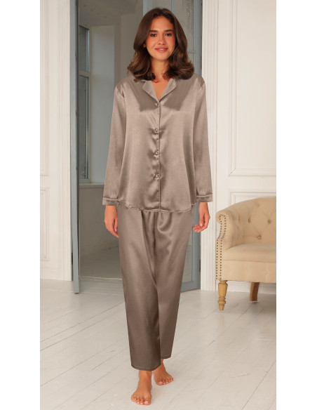 Lady Avenue 48-3010 Satin pyjamas - Moon rock