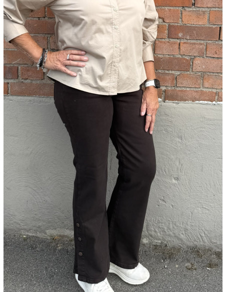 I Say 57858 Como twill button - Dark brown