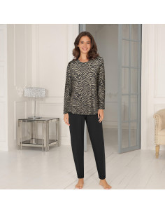 Lady Avenue 66705 Pyjamas L/S bambu Zebra