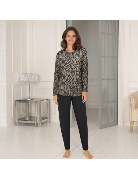 Lady Avenue 66705 Pyjamas L/S bambu Zebra