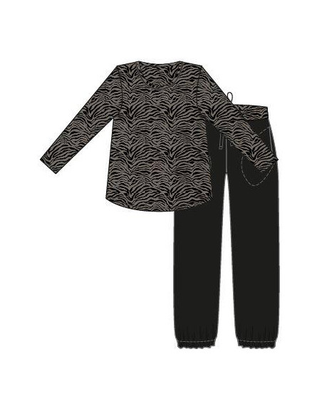 Lady Avenue 66705 Pyjamas L/S bambu Zebra